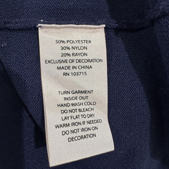 Nanette Lepore Sweater Women's Small Navy Mock Neck Ruffle Trim Long Sleeve Knit - Picture 7 of 9